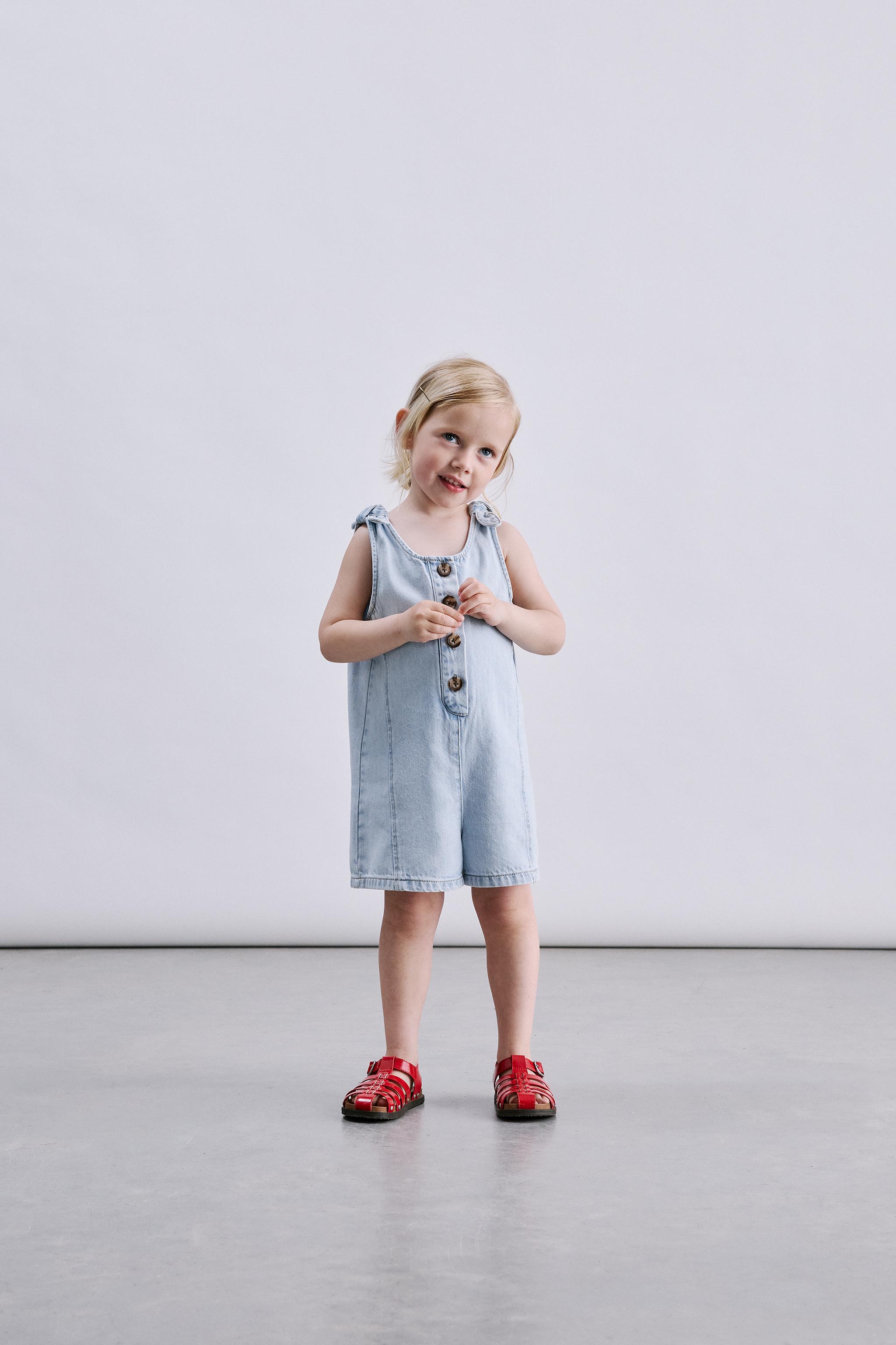 BOW DENIM OVERALL SHORTS